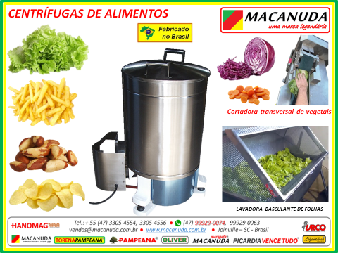 FABRICANTE DE CENTRÍFUGAS ELÉTRICAS PARA SALADAS MARCA MACANUDA